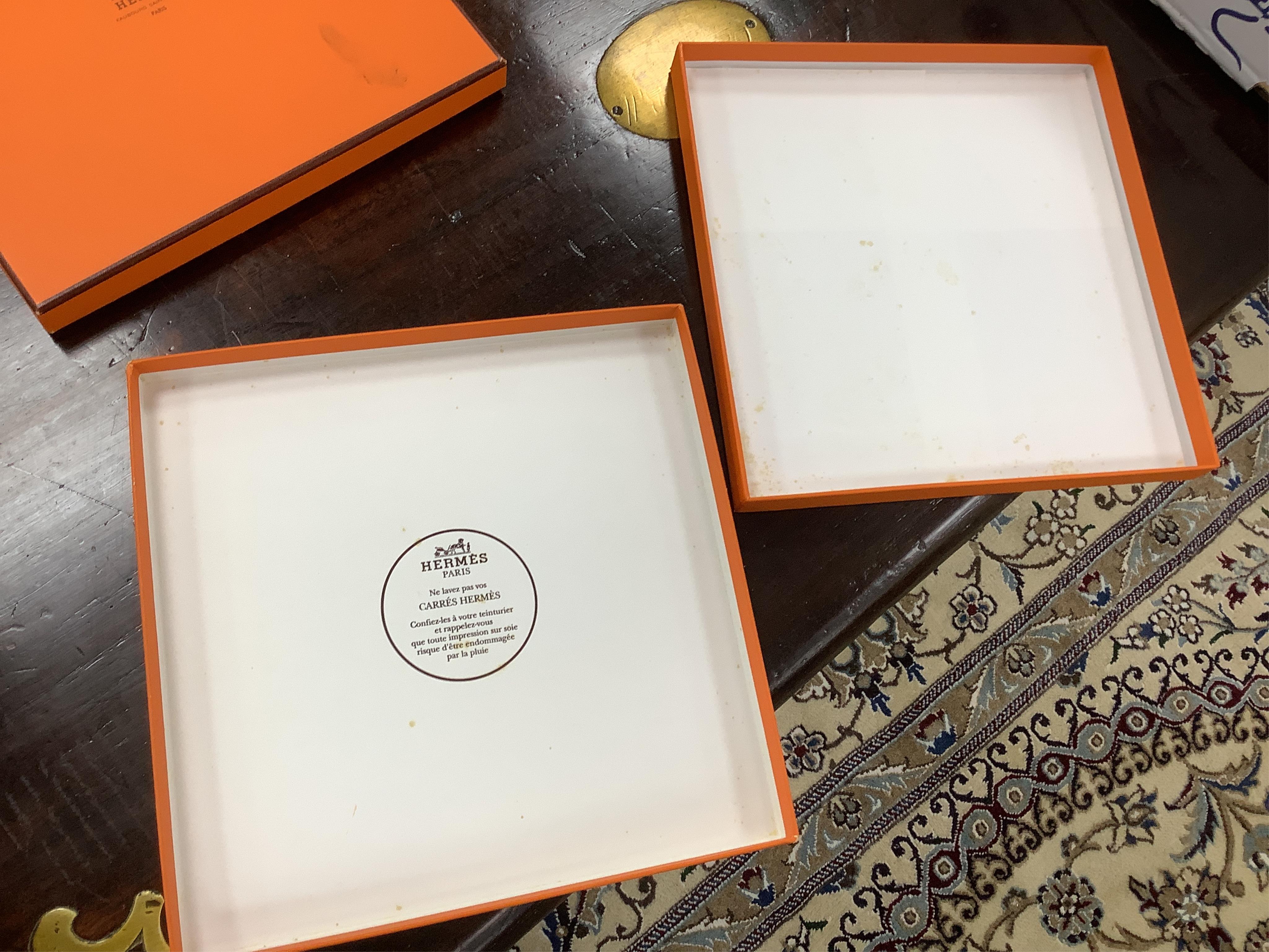 Two Hermes scarves, boxed